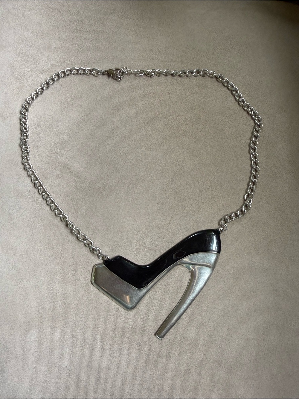 Vintage Y2K Black & Silver High Heel Pendant Necklace